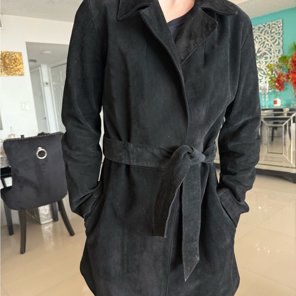 bebe Black Suede Trench Coat